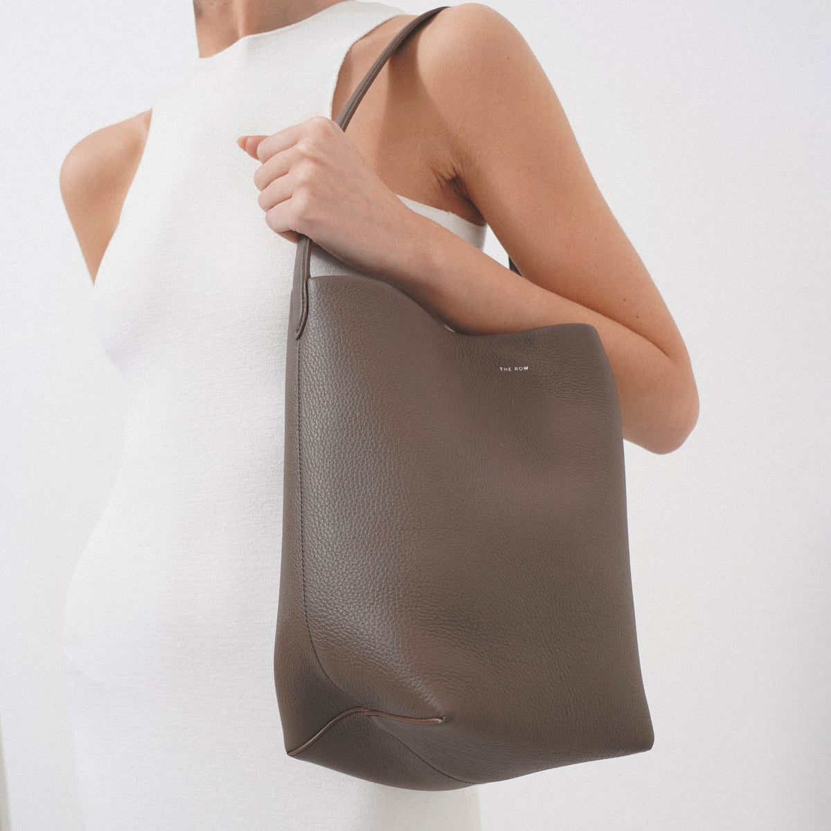 Allie Medium Leather Shoulder Bag in Beige - The Row