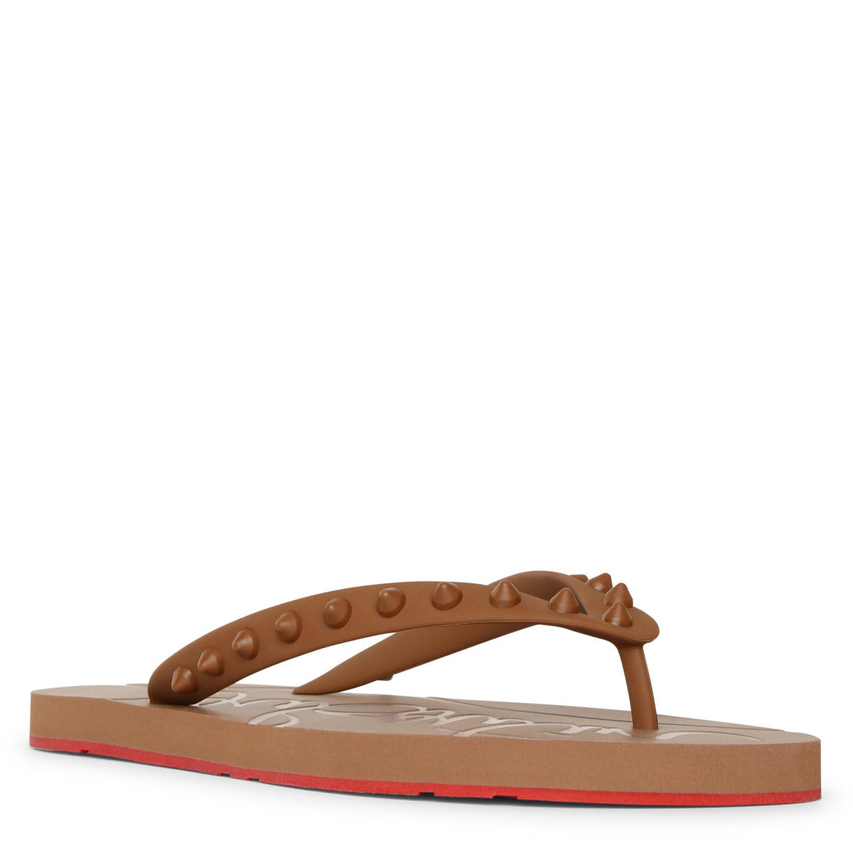 CHRISTIAN LOUBOUTIN: Loubi Flip thong sandal with studs - Nude